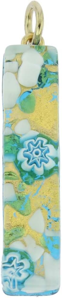 Glass Of Venice Murano Glass Venetian Reflections Stick Pendant - Aqua Gold