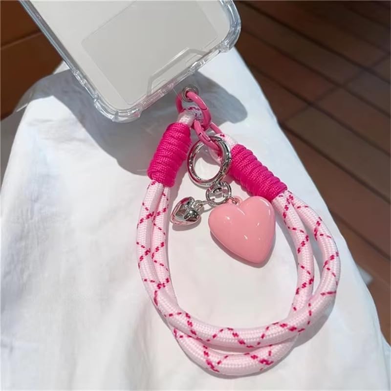 Jamortty Cute Phone Charm Strap Y2K Heart Beaded Phone Wrist Strap Bag Backpack Purse Charms Keychain (Style 3)