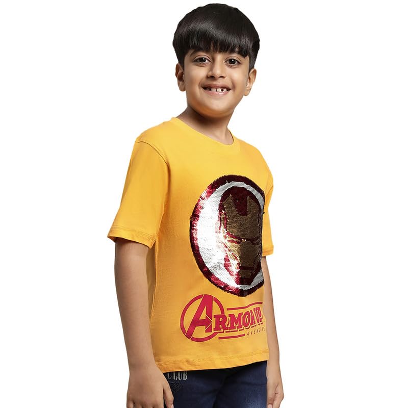 Image of Kidsville Spiderman Printed Regular Fit Orange Cotton Boy's T-Shirt
