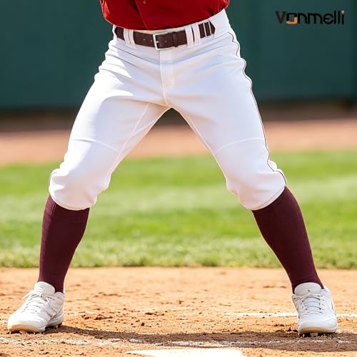 Image of VONMELLI Youth Baseball Belt and Socks Combo, Elastic Softball Belts and Socks for Boys and Adult (2 Pairs of Socks & 1 Belt)
