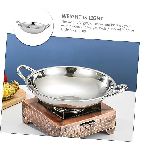 Wok de acero inoxidable con doble asa resistente al calor miniatura 5