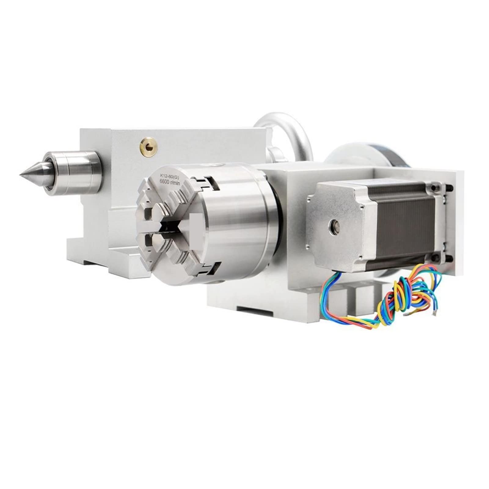 DC Worm Gear Motor 4 Jaw 80mm 4th Axis+Tailstock CNC Dividing Head Rotation Axis/A Axis Kit For Mini CNC Router/engraver Wood Working Engraving