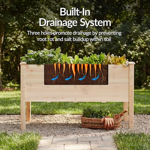 Image of Best Choice Products 48 inch x 24 inch x 30 inch Raised Garden Bed with Extra Deep 16 inch Depth, Elevated Wood Planter Box Stand for Backyard, Patio, Balcony, Natural Fir Wood - Natural