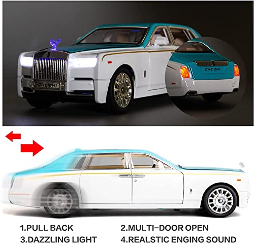 Image of Invite Enterprise 1 /24 Rolls-Royce Phantom Model Car,Zinc Alloy Pull Back Toy Diecast Toy Cars with Sound and Light for Kids Boy Girl Gift 【Colors as Per Stock】