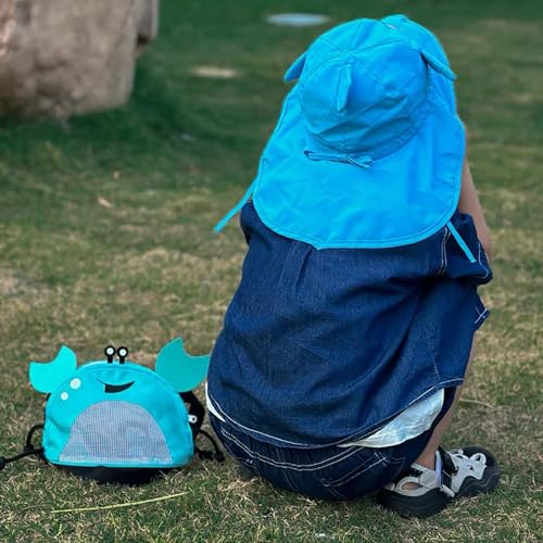 Image of Kids Mesh Beach Bag, Cute Crab-Shaped Seashell Collecting Bag with Adjustable Strap for Holding Shell Beach Toy