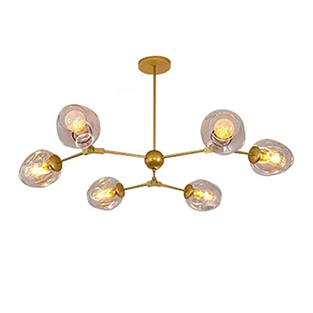 MHBGX Modern Industry Sputnik Chandelier,Household Ceiling Lights, 8 Lights Glass Ball Chandelier， Branch Pendant Light Hand Blown 360 Rotation Glass Shade Chandeliers Lamp for Home Living Room,Golde