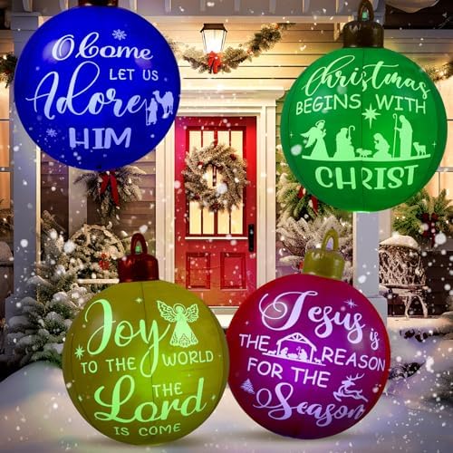 Amazon.com: Jetec 4 Pcs 24'' Giant Light Up Christmas Inflatable Balls ...