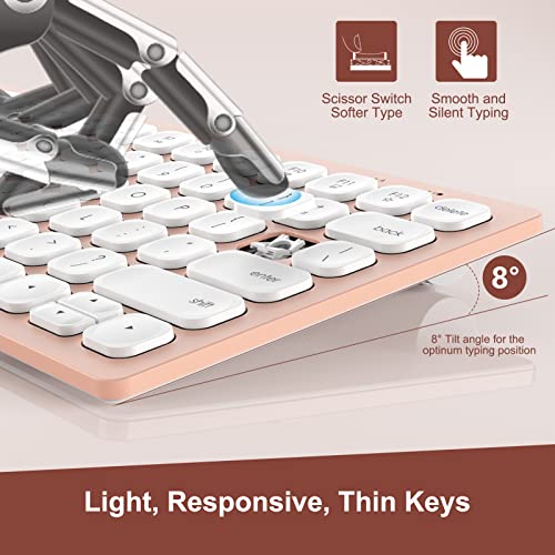 Small Wireless Keyboard And Mouse, Ultra Slim Silent Mini Keyboard With 78 Keys, Space Saving, Sleep Mode, Compact Portable Keyboard Mouse Combo For Windows/Mac, Pc Computer Laptop - Trueque (Pink) #TOP5