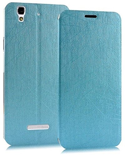 Image of Heartly Luxury PU Leather Flip Stand Back Case Cover for Micromax Yu Yureka /Yureka Plus Cyanogenmod - Power Blue