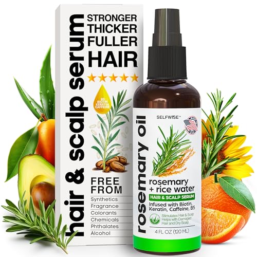 Rosemary Rice Water Hair Spray – Serum With Biotin, Keratin, Caffeine, Vitamins C & B5 – Daily Hair Care for All Types