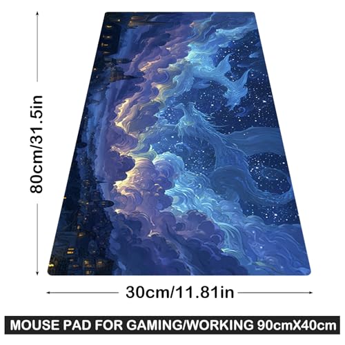 Image of Nuxovilar Dragon Starry Sky Large Mouse Pad Gaming Mouse Pad Polyester 11.8x31.4 Inches for Home, Gaming Room, Office, Mythical Decor for Fantasy Enthusiasts