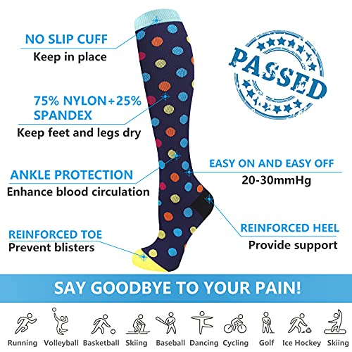 Image of Bropite Compression Socks for Women & Men Circulation- 6 Pairs Compression Socks 20-30 mmhg-Best for Running,Medical,Nurse,Travel