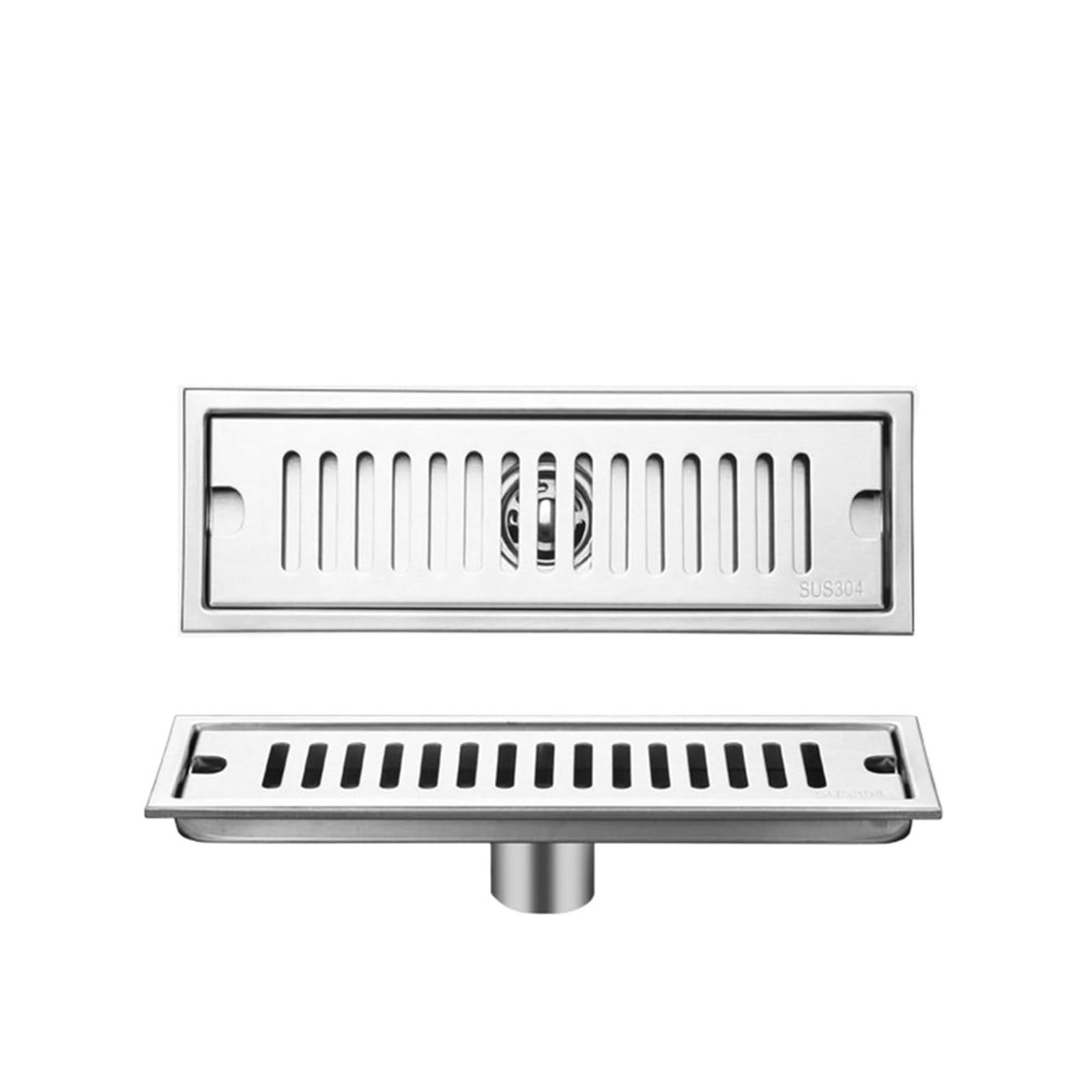 Floor Drain Cover Floor Drain Stainless Steel Bathroom Rectangle Linear Drainage With Strainer Cover(30x10cm Mid)