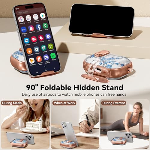 Image of for AirPod Pro 3 Case 2025, with Safty Lock & Phone Stand for Floral AirPod Pro 3 Generation Case Cover for Women Girly, iPod Pro 3 Cases with Keychain & Cleaner Kit -Blue Bells Flower