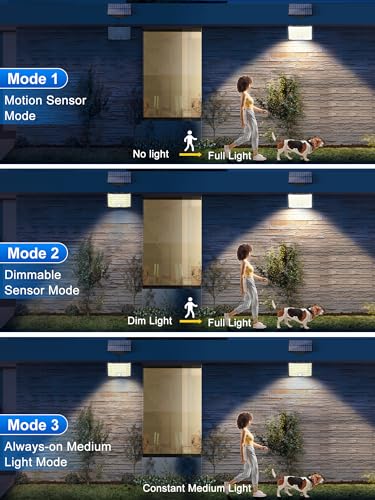 Image of Solar Lights Outdoor, 226LED Solar Security Lights Outdoor Motion Sensor, 3 Modes Split Solar Powered Flood Lights, IP65 Waterproof with Remote & 16.5Ft /5M Cable for Outside Garden Shed Yard 【2 Pack】