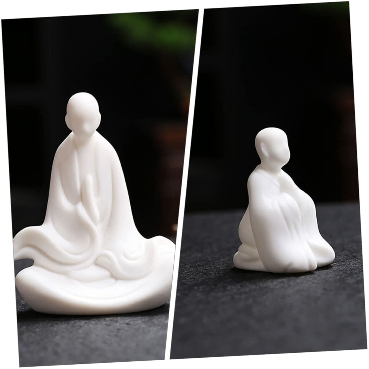 Amazon｜OATIPHO 陶器製僧侶の像 小さな白磁の僧侶彫刻 テーブル装飾禅