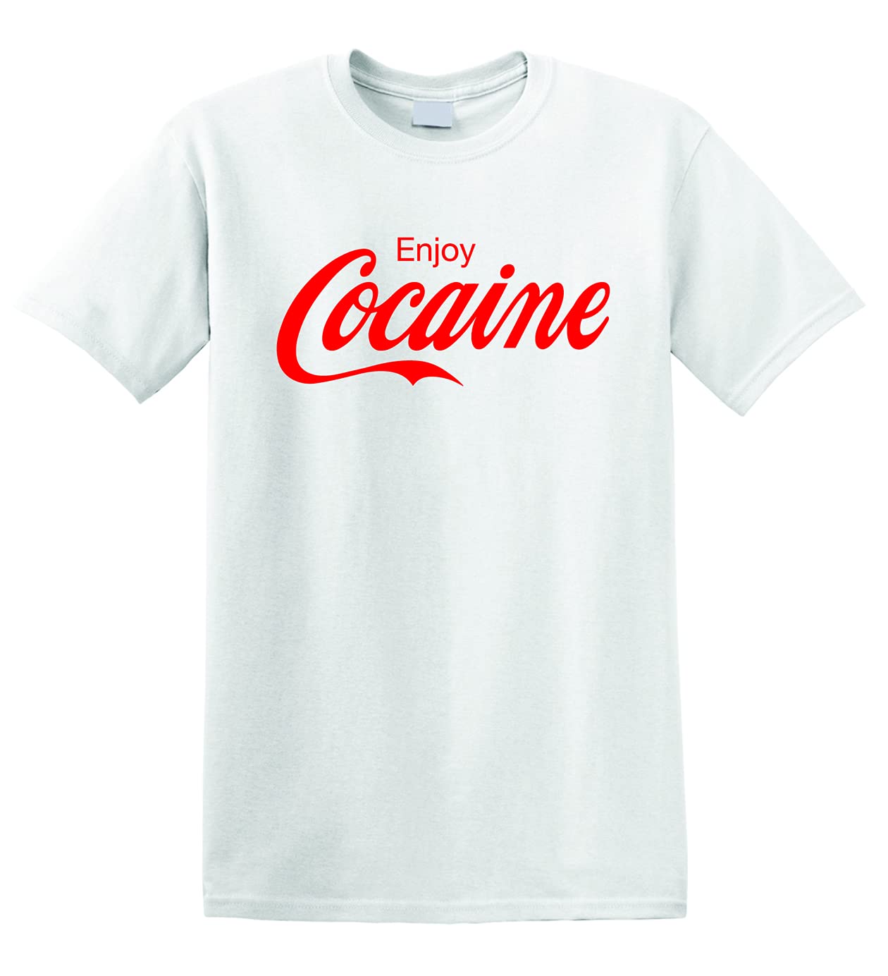 Revolutionary Tees Enjoy Cocaine Coke Drugs Pablo Escobar Cartel Heavy Cotton t-Shirt White