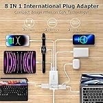 European Travel Plug Adapter, FOVAL US to UK Europe Power Strip 75W USB C Charger with 5 USB Ports, 3 AC Outlets, 5ft Extension Cord, for Spain, France, Ireland, Travel Home Cruise Ship - Image 3