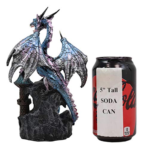 Figura Dragón Azul Metálico con Globo de Agua y Castillo 8" miniatura 4