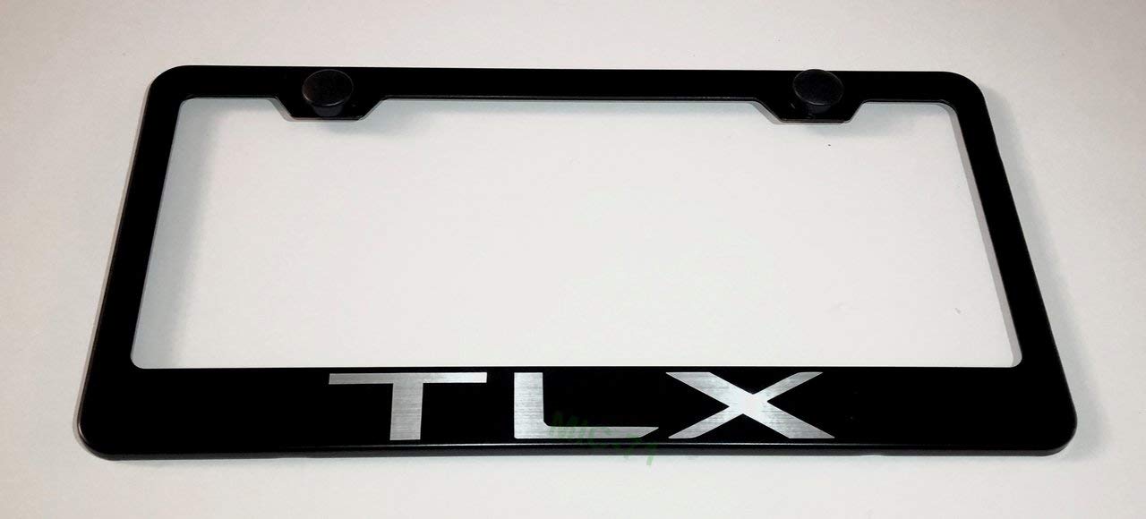 Stainless Steel License Plate Frame For TLX - Black Rust-Free Tag Holder With Screw Caps