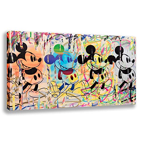 Orlco ArtGraffiti Art Canvas Banksy Graffiti Painting Cute Mouse Prints Street Urben Painting Poster Keep Smeiling Art Colorful Background for Decoration Home 48" X 32"