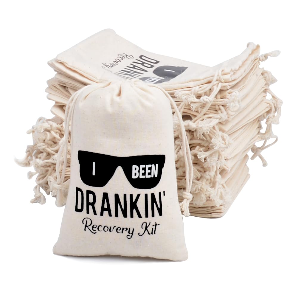 gobyhumm 10 Premium Organic Muslin Drawstring Bags 4x6 - Wedding Party Favor Set for Bachelorette Hangover Kits & Holiday Gifting | Reusable