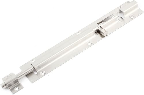 IIVVERR Puertas de acero inoxidable en tono plateado, pestillo de conexión deslizante de 7.9in 8 pulgadas de largo (Tono plateado Puertas de acero