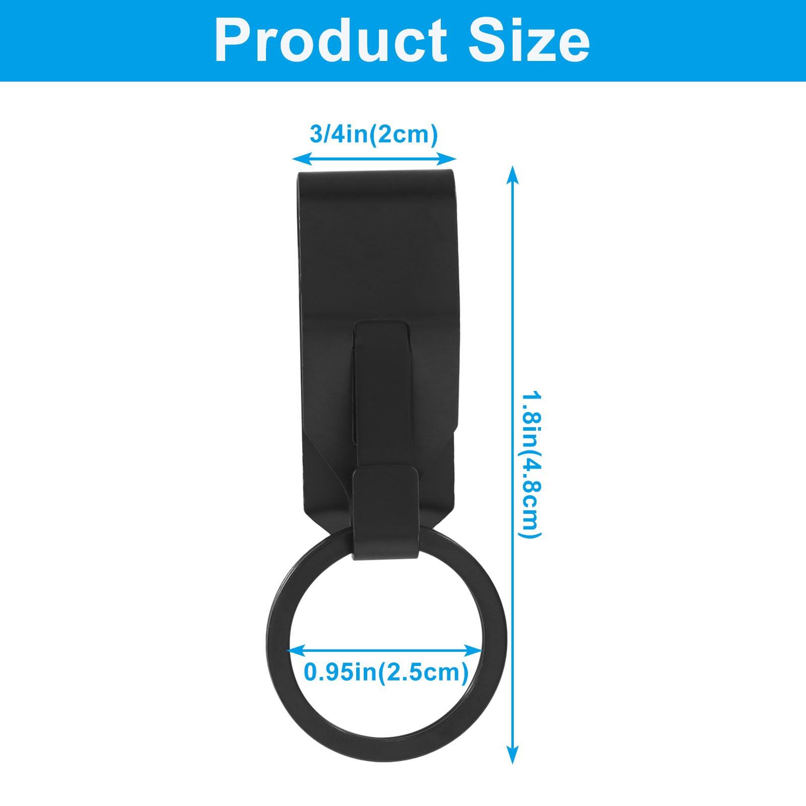 4 clips negros para llaves de cinturón, llavero de seguridad de metal, llavero de clip para coche, hogar, oficina, hombres y mujeres