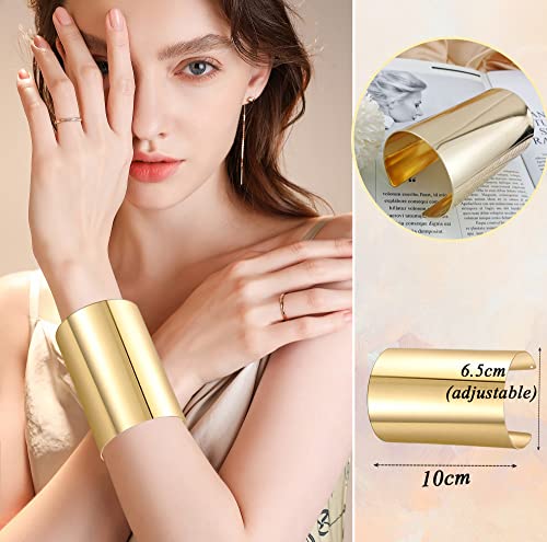 Firazio 2 Pcs Cuff Bangle Bracelet For Women Open Wide Wire Bracelets Gold Wrist Cuff Wrap Bracelet thumb #1