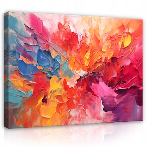 WallArena - Leinwand Bilder - Abstrakt - 120x80 cm Leinwandbilder - Bild auf leinwand - Wandbild XXL groß Wandbilder für Wohnzimmer Schlafzimmer Wohnzimmerbilder Modern kunstdruck - Bunt Kunst