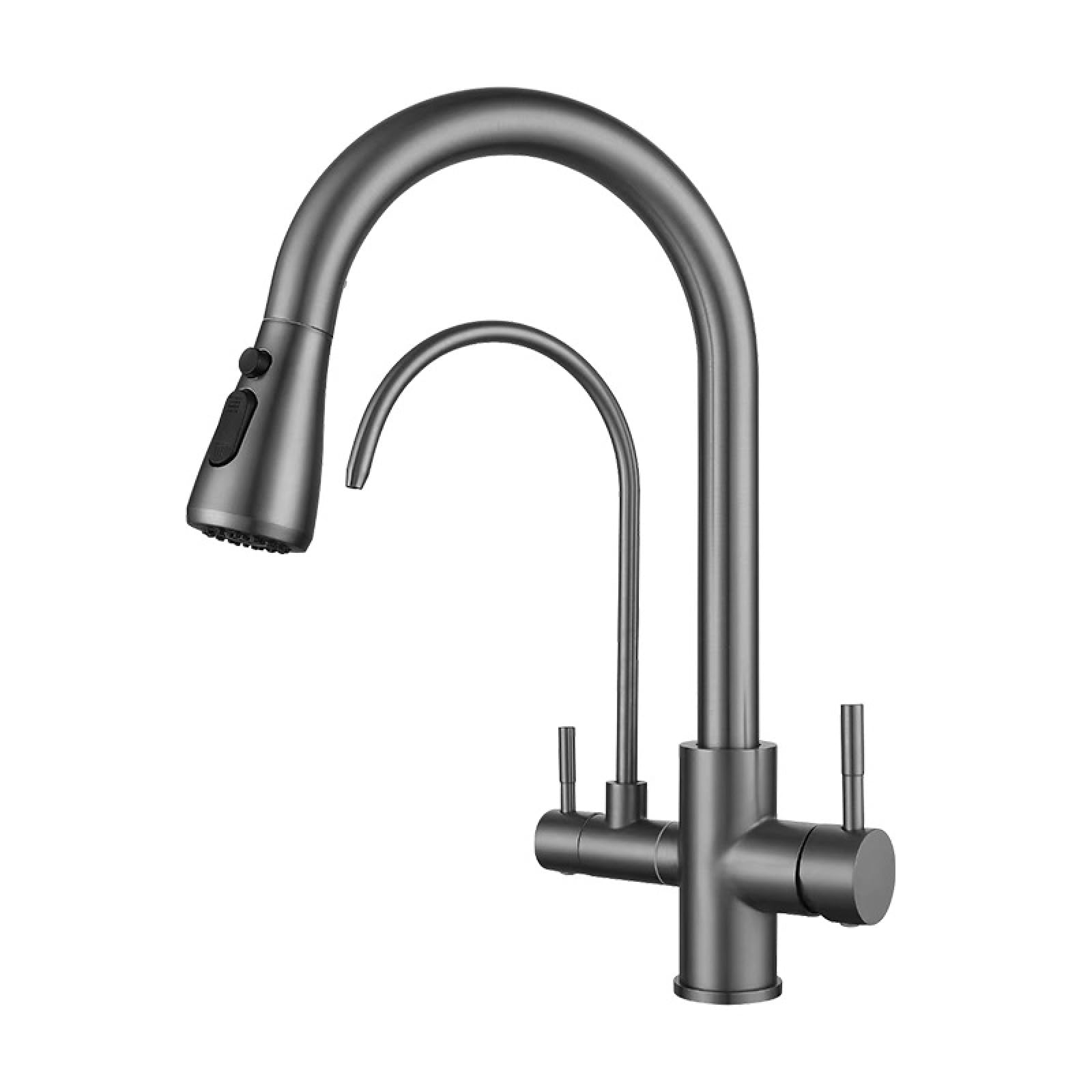 Fanjubei Gray Kitchen Stainless Steel Pull-Out Rotating Hot And Cold Direct Drinking Water Faucet