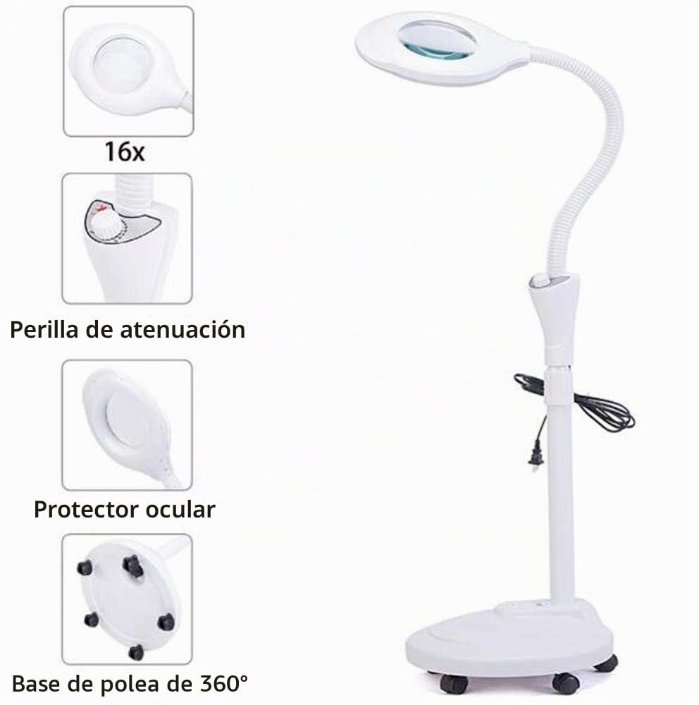 Lámpara Lupa Led Estética De Aumento 16x Para Belleza De Salón Tatuaje Escritorio Manicura Maquillaje Pedicura Lectura Trabajo Lámpara De Pie Flexible Profesional Lupa C