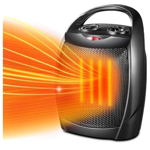 Kismile Small Electric Space Heater Ceramic Space Heater,Portable Heater Fan for Office with Adjustable Thermostat and Overheat Protection ETL Listed for Kitchen, 750W/1500W(Black)