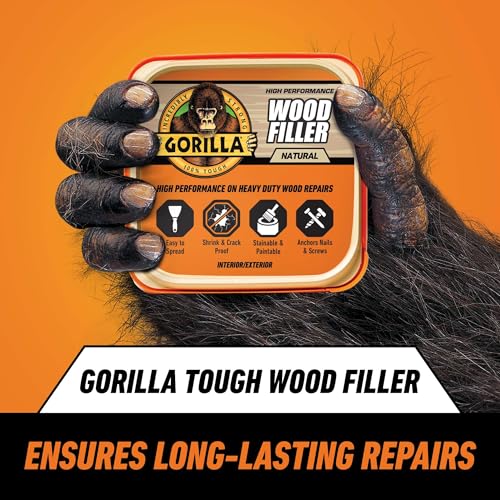 Gorilla All Purpose Wood Filler, Natural Finish, 16 Ounce Tub (Pack of 1) - Water Resistant for Indoor or Outdoor Projects and Repairs by GORILLA - Image 2