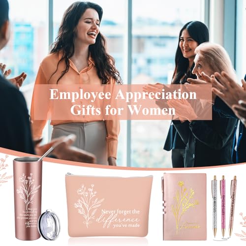 Funnymoom 6 Pcs Employee Appreciation Gift Thank You May You Be Proud 20 oz Boho Flower Tumbler Makeup Bag A6 Journal Pens for Back to School Gifts for Coworker Staff Women Men Nurse Teacher (Pink) by Funnymoom - Used condition - Image 7
