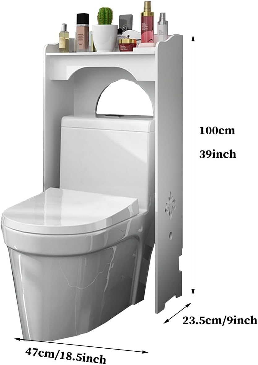 White Over The Toilet Storage Shelf 1 Tier, Freestanding Bathroom Organizer Shelf for All Rooms, Above Toilet Storage Shelf, Space-Saving Bathroom Shelves (/White One Size)