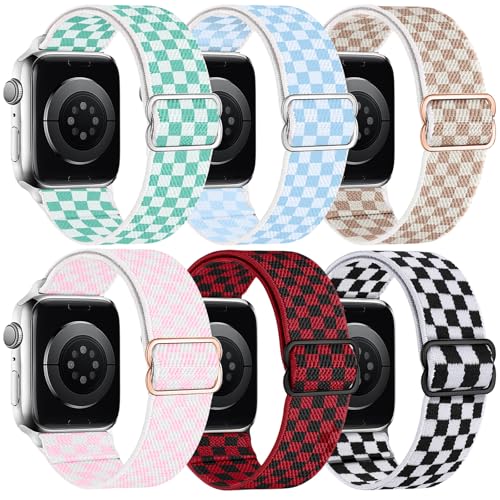 MITEV 6 Pack Stretchy Solo Loop Compatible with Apple Watch Band 38mm 40mm 41mm...