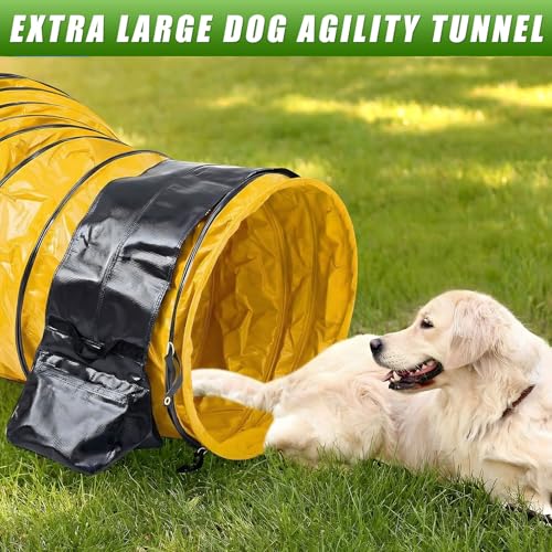 Image of 24 in 10 Foot PVC Dog Agility Tunnel with Sandbags Yellow