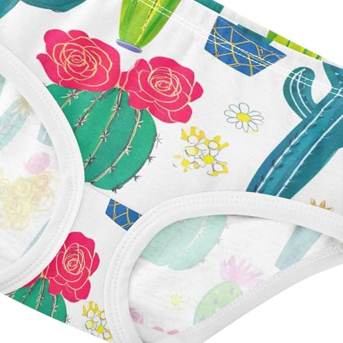 Cotton Toddler Underwear Floral Watercolor Cartoon Cactus Floral Panties for Girl Print Kids Briefs Undies 2t4