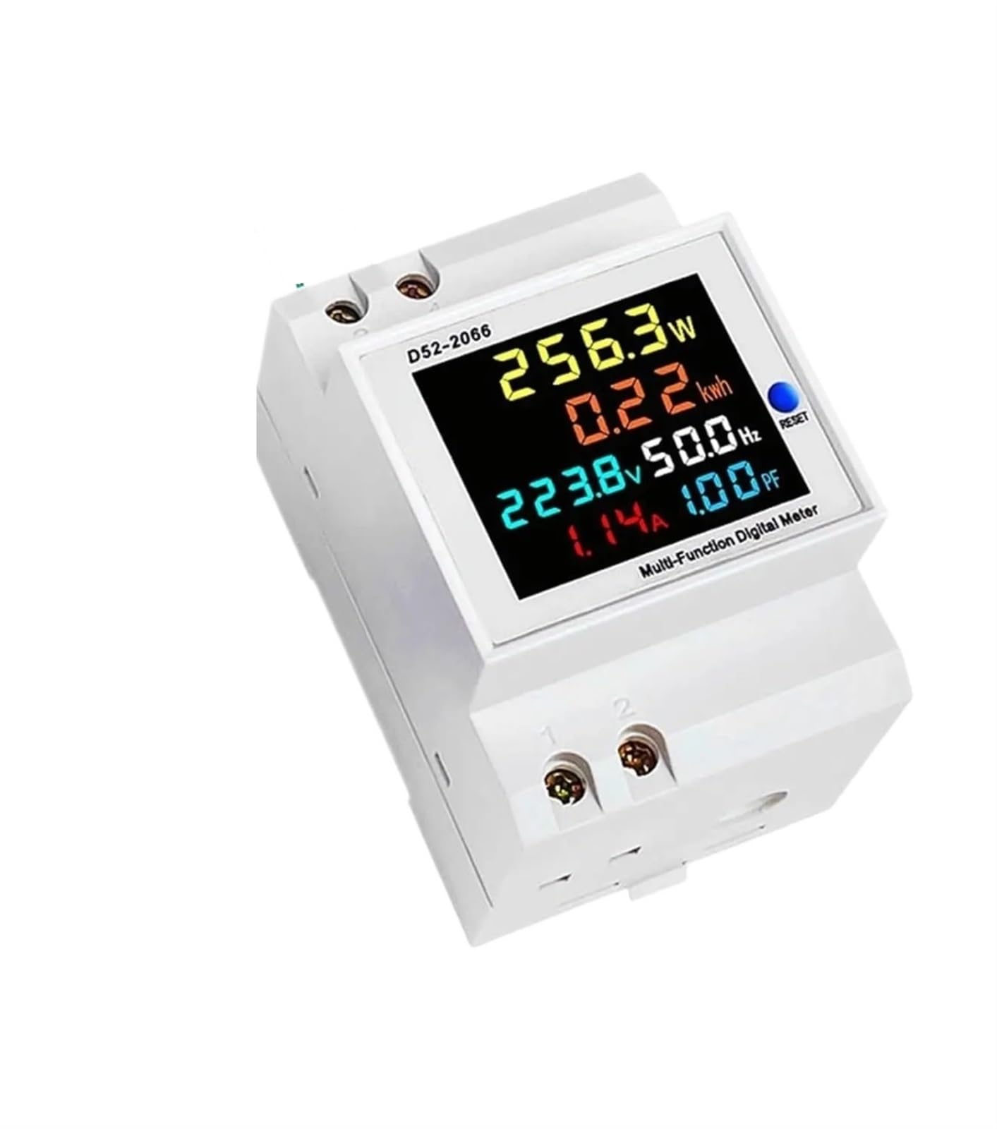 Single Phase Energy Meter Din Rail Electricity Usage Monitor AC 40-300V 100A Voltmeter Ammeter Watt Kwh Frequency Power Meter(40-300V Built-in CT)