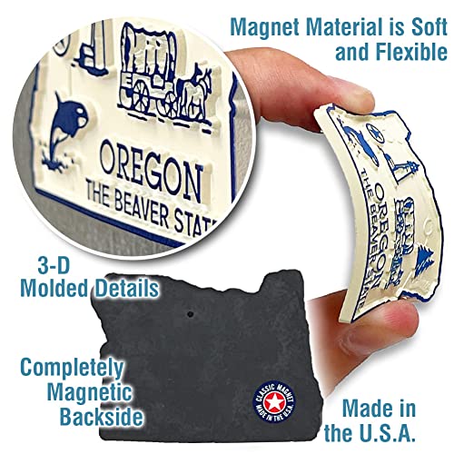 Imán decorativo de estado Oregon pequeño 2.1 x 1.5 pulgadas miniatura 3