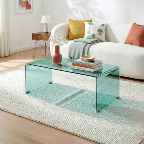 [en.casa] Table Basse Väsas en Verre Trempé de 10 mm Grand Plateau Rectangulaire Capacité de...