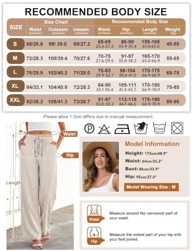Image of UMIPUBO Womens Linen Pants Flowy Palazzo Wide Leg Pants | Casual Pants,High Waisted Drawstring Trousers,Drawstring Elastic Waist Trousers,Summer Beach Vacation Pants