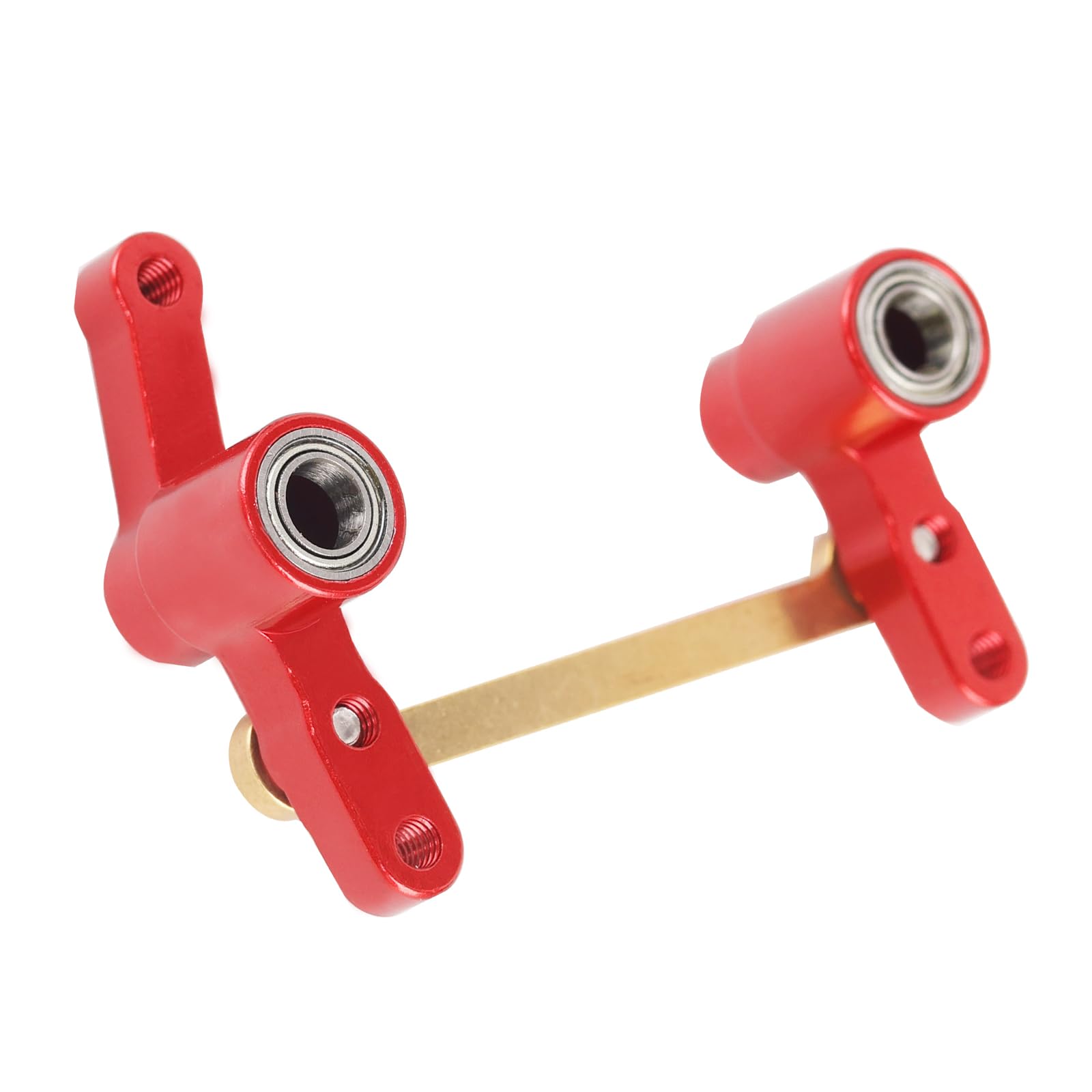 CNC Aluminum Alloy with Brass Modification Steering Group Assembly with Bearings for 1/14 MJX 14209 14210 RC Car Metal Upgrade Parts (Red)