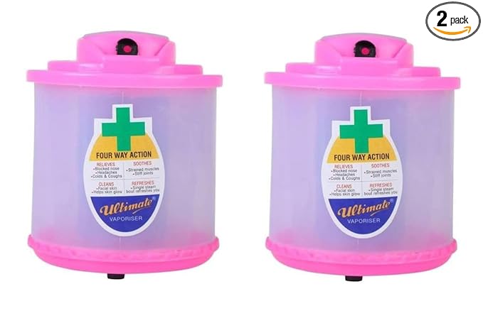 Crescent Ultimate 4 way action Vaporizer, Inhaler, Nozzle for Cold and Cough, Nasal Sinus Congestion, Aroma Therapy, Vaporiser for Respiratory Therapy for Unisex, Pink, Pack of 2