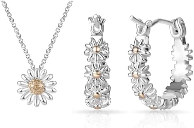 Philip Jones Daisy Necklace and Hoop Earrings Set