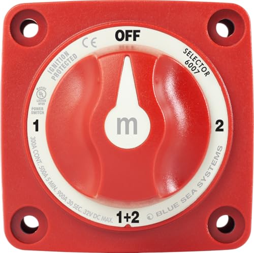 Image of Blue Sea Systems 4‑Position Mini Selector Battery Switch, Red, 6007 m‑Series