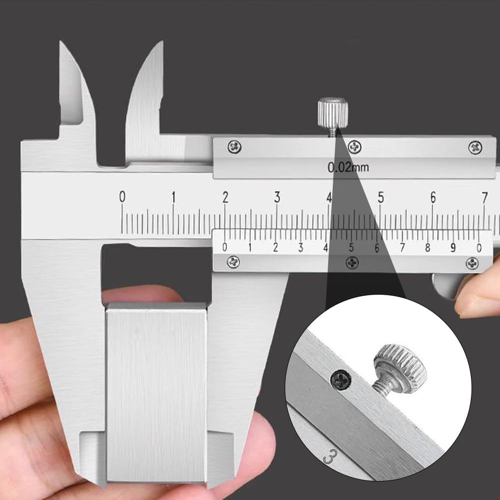 Pied a Coulisse,0-150mm Mesure Coulisse,Pieds à Coulisse Vernier,Caliper Gauge,pour les Mesures Externes,Internes,Profondeur et Pas, Acier à Haute Teneur en Carbone,Argent,0.02mm/0.001" Précision