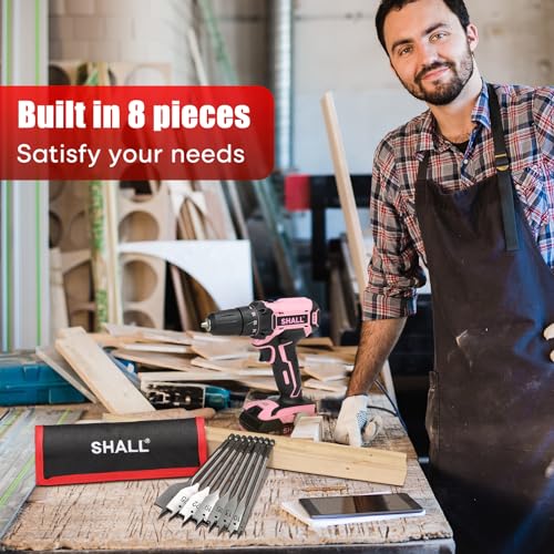 SHALL 8-Piece Wood Spade Drill Bits Set, 1/4 Inch Quick Change Hex Shank, Ø 6-32 mm, Flat Wood Drill Bit, Storage Pouch Included 7 SHALL 8-Piece Wood Spade Drill Bits Set, 1/4 Inch Quick Change Hex Shank, Ø 6-32 mm, Flat Wood Drill Bit, Storage Pouch Included - Image 7