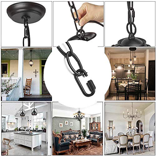 LNC 19-Feet Pendant Lighting Fixtures Chains Ceiling Extra Loop Extension for Chandelier 2 Buckles, Black - Image 6